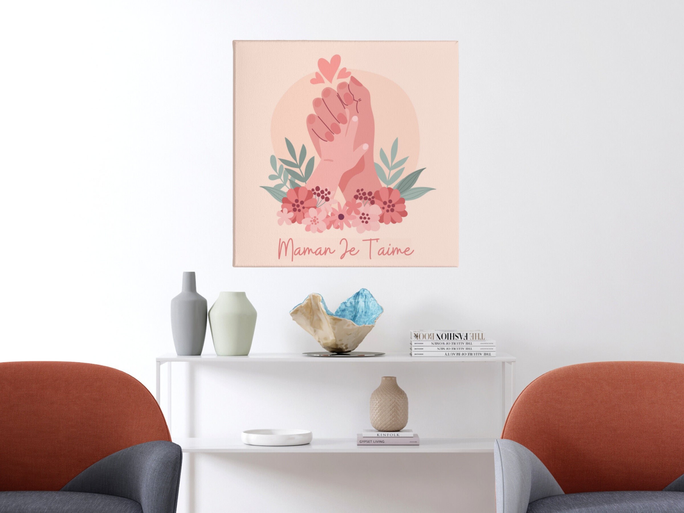 Tableau Maman Je T'aime Main Dans La Main, Tableau Fête Des Mères, Amour, Idée Cadeau Personnalisé