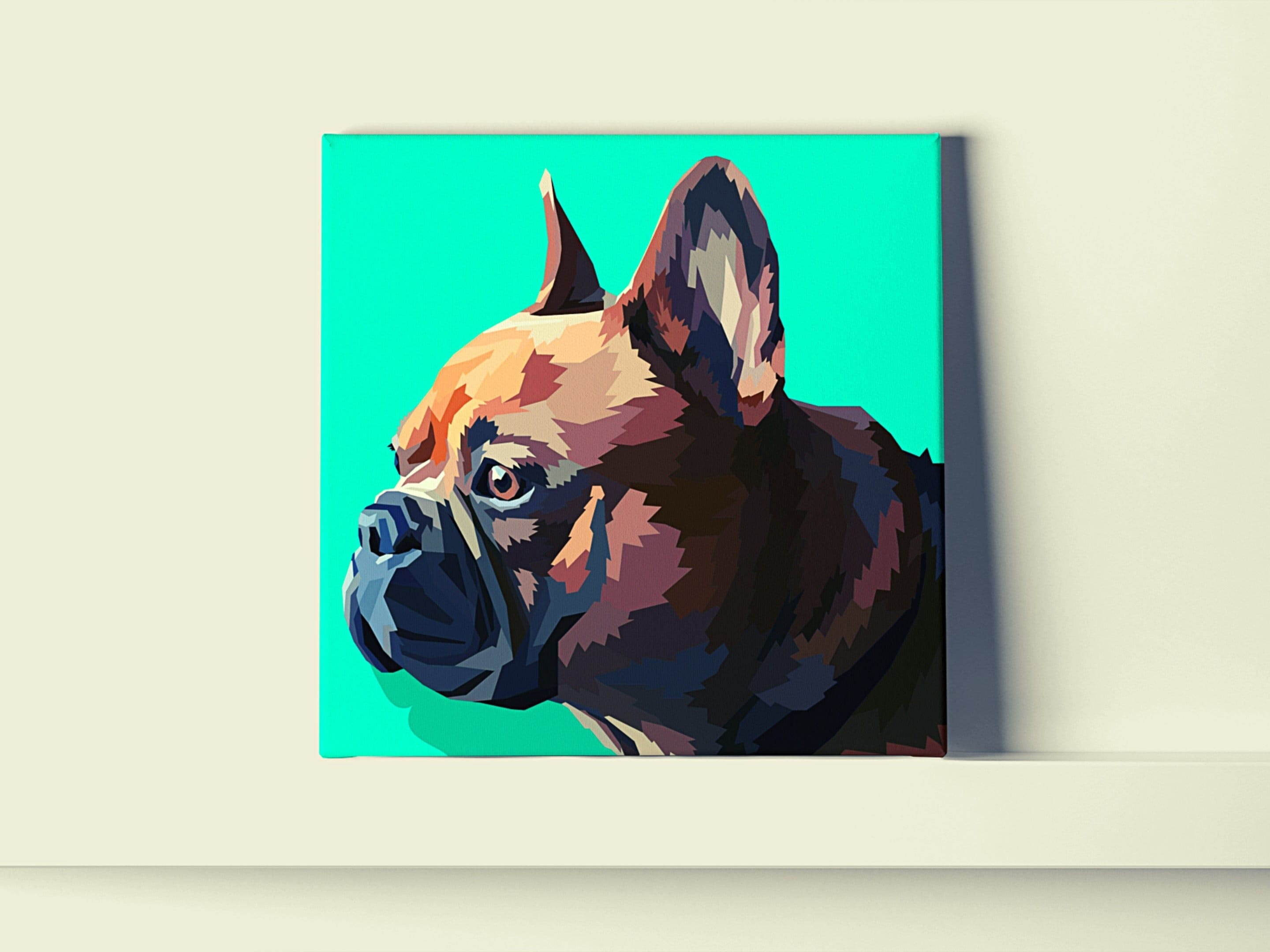 Tableau Bouledogue Français, Pop Art, Frenchie, Chien, Animaux, Impression sur Toile Bouledogue, Art