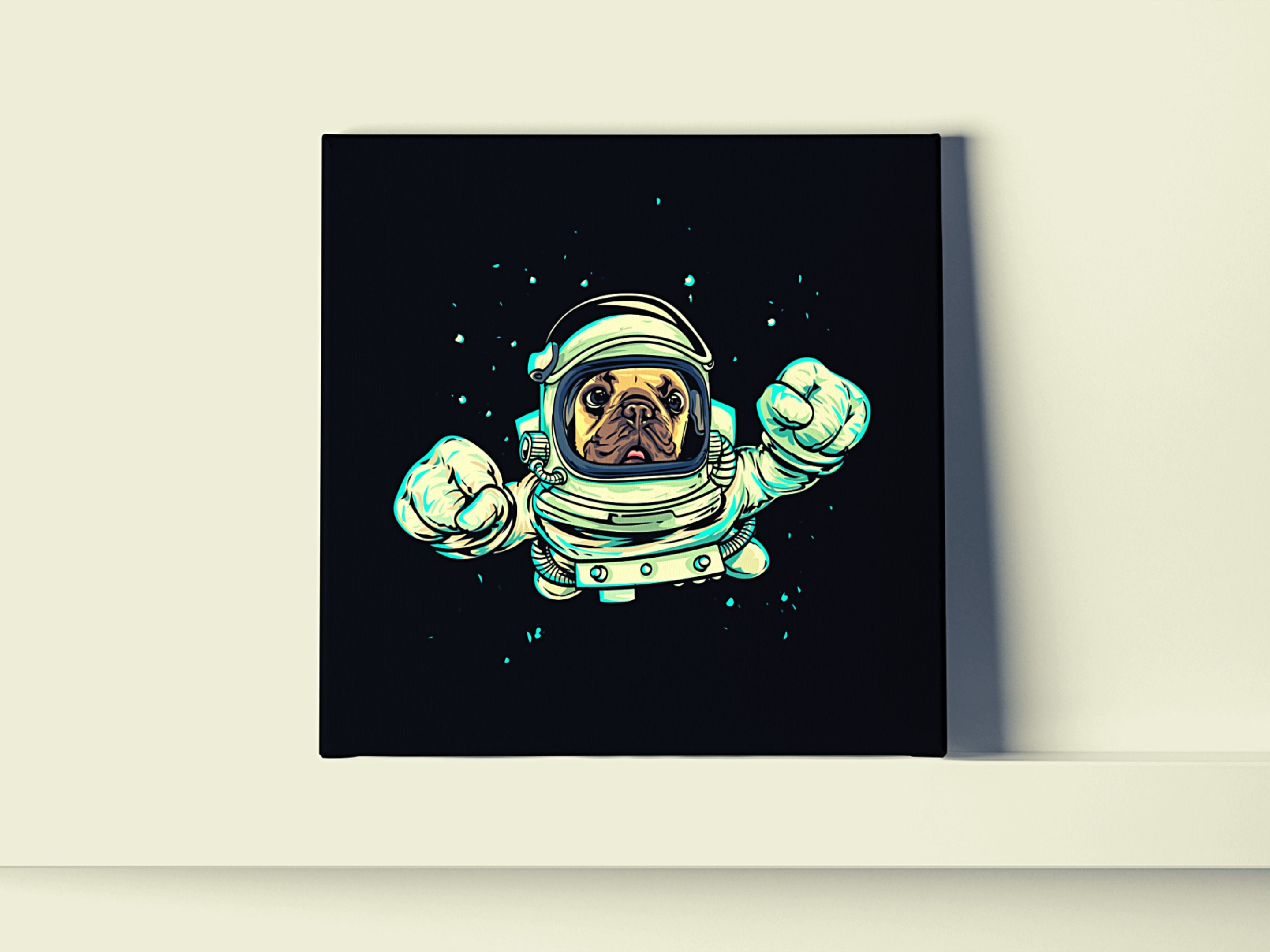 Tableau Bouledogue Français, Cosmonaute, Frenchie, Chien, Animaux, Impression sur Toile Bouledogue,