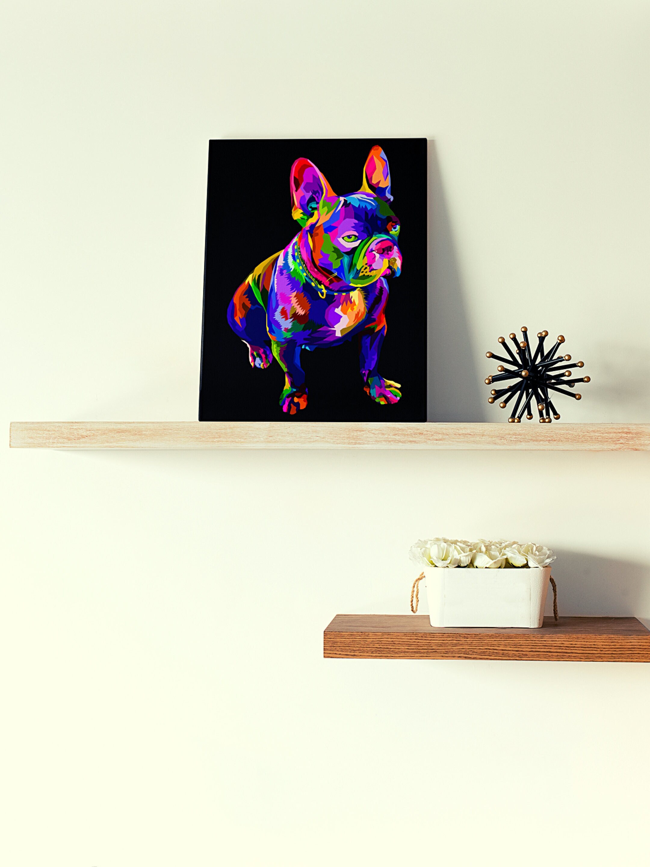 Tableau Bouledogue, Frenchie, Chien, Animaux, Impression sur Toile Art Mural Toile, de Pop Art, Mult