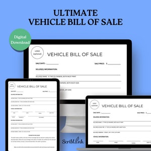 Vehicle Bill of Sale Form, Printable Car Sale Agreement, Editable Auto Bill of Sale Template, Downloadable Car Sale Form, Bill Sale Template