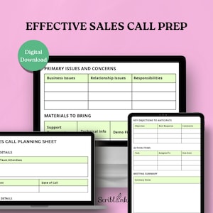 Sales Planner Template Editable Sales Call Log, Daily Sales Goal Activity Tracker, Cold Calling Planner, Printable Digital Download
