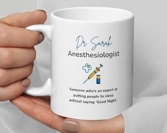 Personalized Anesthesiologist Coffee Mug Sleep Doctor Gift Funny Anesthesia Mug Appreciation Dr Custom Name Anaesthetist Gift