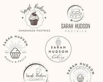 Custom Bakery Logo, Modern Pastry Logo, Canva 6 Editable Cake Shop Logos, Pastry Shop Logo Bakery Svg Png Premade Logo For Baker Business