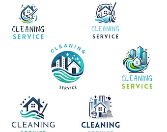 Professional Cleaning Company Logos, Canva 6 Editable Editable House Cleaning & Office Cleaning Logo Templates, Cleaning Business Logos