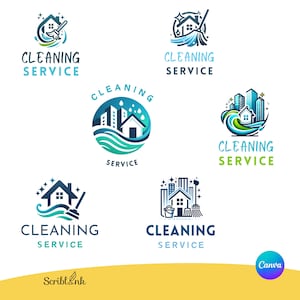 Logotipos de empresas de limpieza profesional, Canva: 6 plantillas de logotipos editables para limpieza de casas y oficinas, logotipos para empresas de limpieza