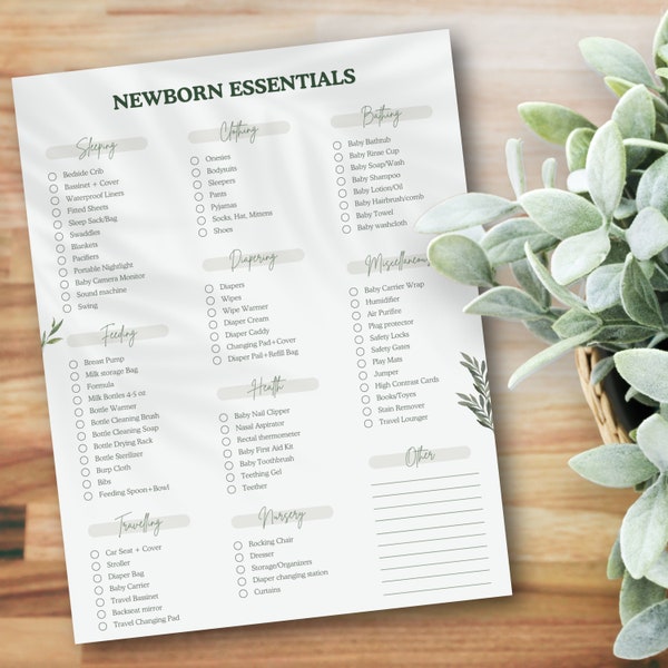 Newborn Essentials Checklist |  Baby Checklist | Baby Essentials Checklist | Newborn Must Haves | Newborn Checklist | Instant Download PDF