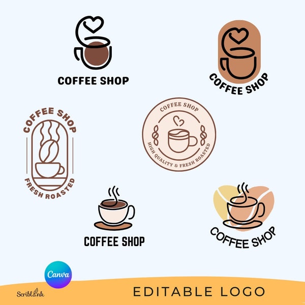 Coffee Shop Logo Canva 6 Editable Coffee Shop Svg Cafe Logo Svg Png Coffee Store Logo Cafe Shop Modern Minimalist Logo Coffee House Logo