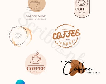 DIY Coffee Shop Logo Canva 6 Editable Coffee Shop Svg Cafe Logo Png Coffee Store Logo Cafe Shop Modern Coffee Bar Place  House Logo Template