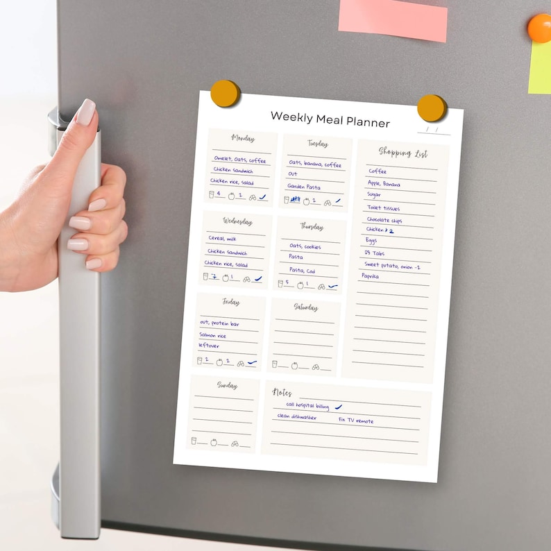 Meal Planner Printable, Weekly Meal Tracker, Daily Meal Prep, Menu Plan ...