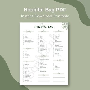 Liste de contrôle de la mallette au format PDF imprimable, liste des hôpitaux pour maman, papa et bébé au format PDF, préparation à la naissance, liste de contrôle pour la planification de la grossesse, téléchargement immédiat