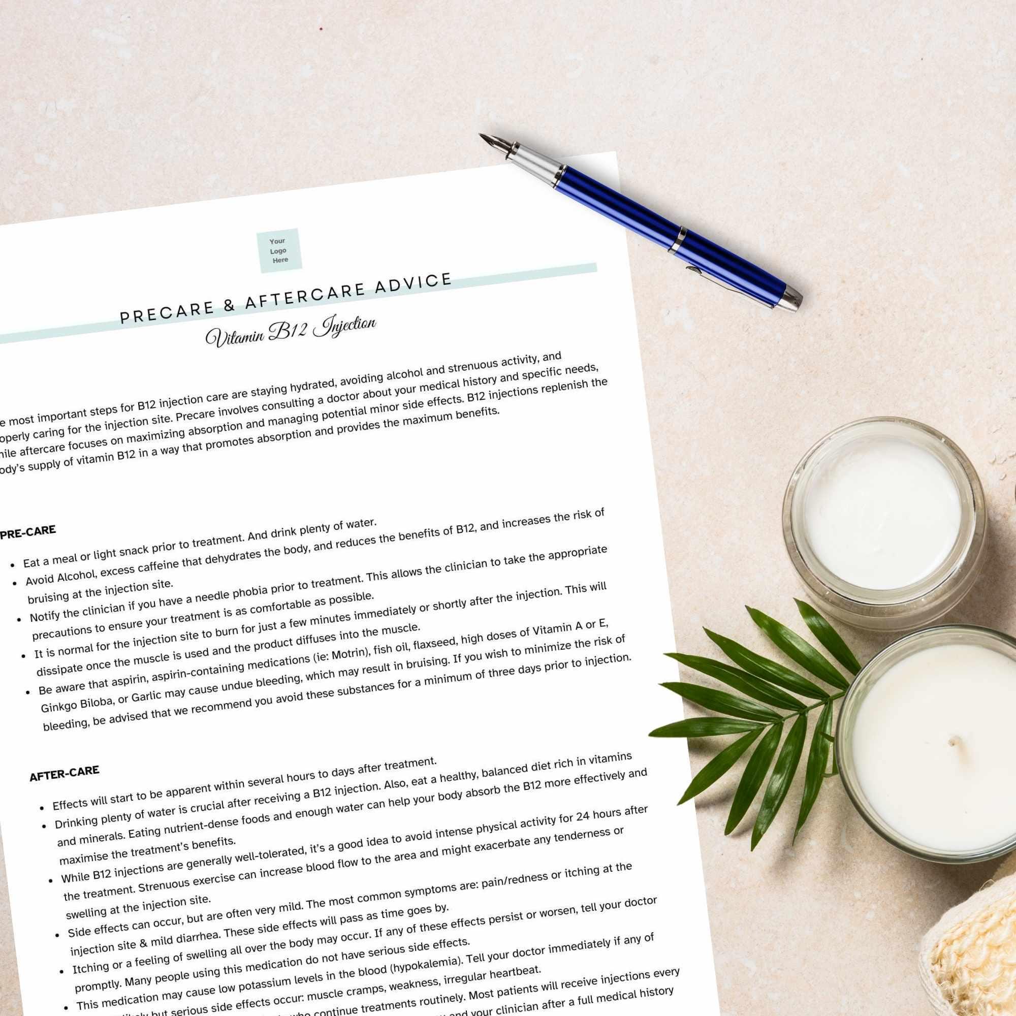 Vitamin B12 Injection Bundle Canva Template, Consent, Intake & Aftercare,  Spa Med Spa Printable Forms, Medical Clinic Download