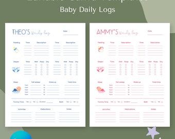 Baby Care Daily Log Canva Template, Baby Report Log, Infant Daily Log Editable, Baby Feeding Log, Baby Sleep Routine Tracker, Printable