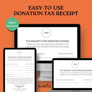 Editable Donation Form | Charity Donation Receipt Template | Charitable Donation Sheet | Printable Donation List | Instant Download