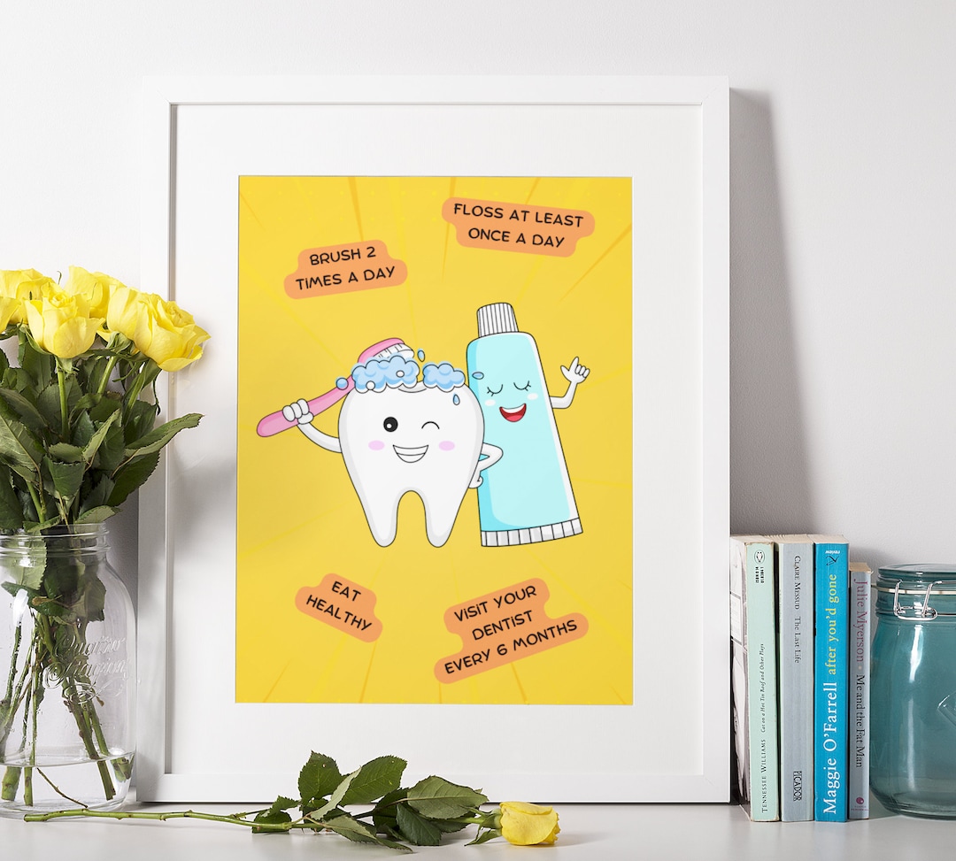Colorful Dentist Wall Art Digital Illustration Dentistry Etsy