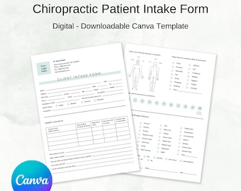 Chiropractic New Patient Information/ History/ PDF Canva Template Downloadable, Chiropractor Personalize Patient Form, Chiropractor Office