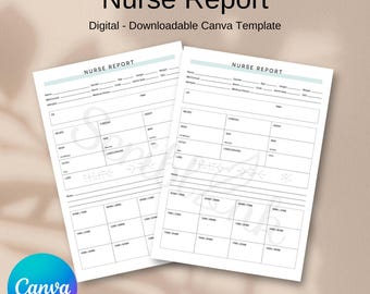 Nurse Report Sheet: RN Handoff Tool, Med Surg, Peds (Canva Template, PDF Downloadable)