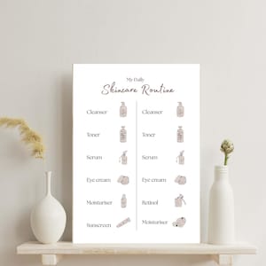Huidverzorgingsroutineplanner: dagelijkse schoonheidskalender (afdrukbare digitale pdf-download)