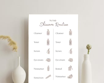 Skincare Routine Planner: Daily Beauty Calendar (PDF Printable Digital Download)