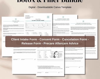 Botox Filler Form Bundle Canva Template (Digital Download), Botox Intake Form, Botox Consent Form