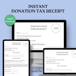 Printable Donation Form & Receipt Template, Editable Charity Donation Tracker, Business Donation Sheet, Instant Download PDF