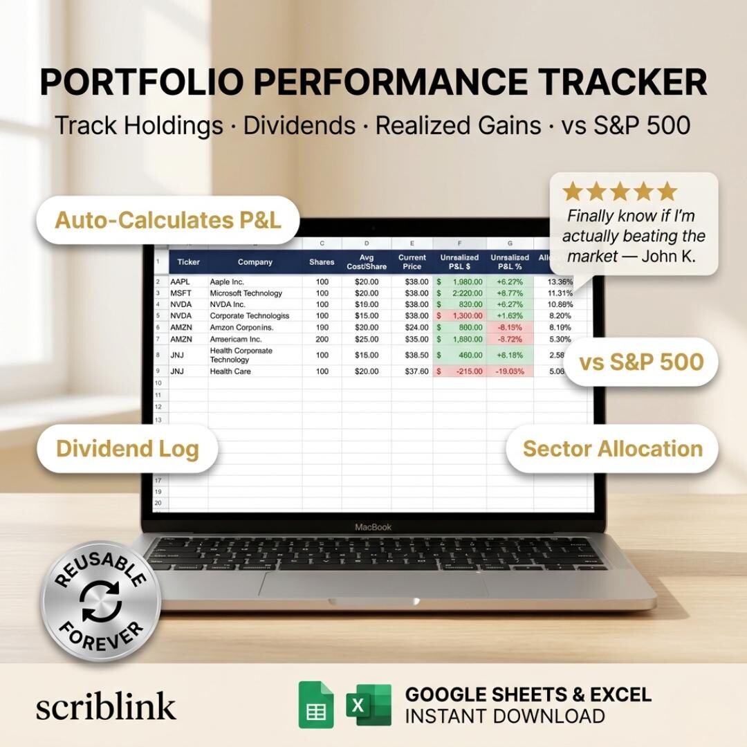 Invest Spreadsheet Stock Portfolio Tracker Google Sheets | Investment ...