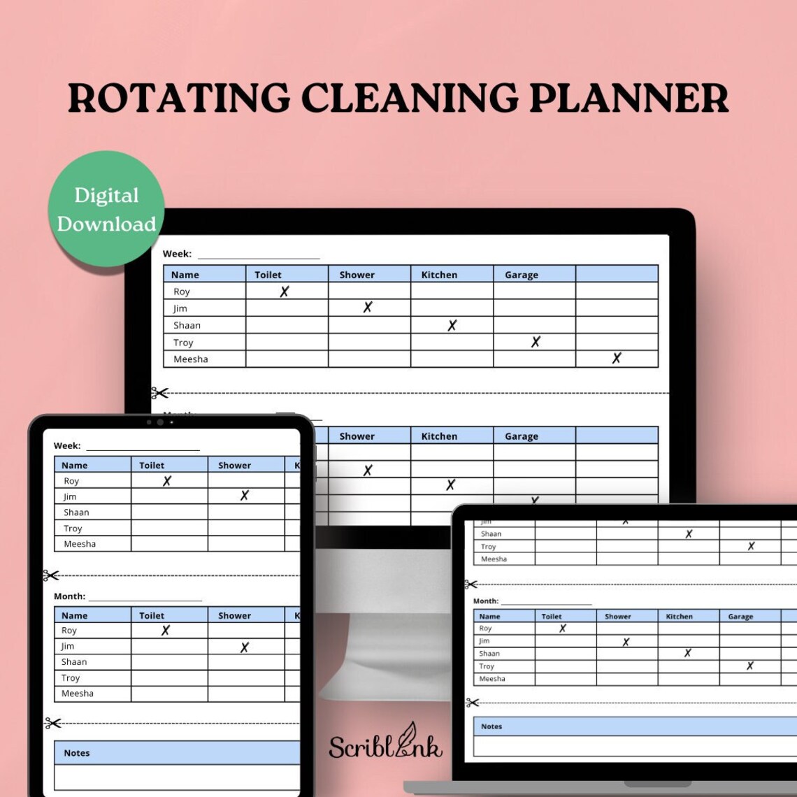 Editable Cleaning Schedule: Weekly Chore Chart (PDF) - Etsy