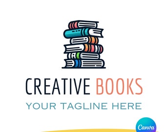 Book Lover Logo PNG SVGs, Canva 6 Editable Library & Author Logos, DIY Designs for Writers Readers Book Business Logo Library-Themed Logo