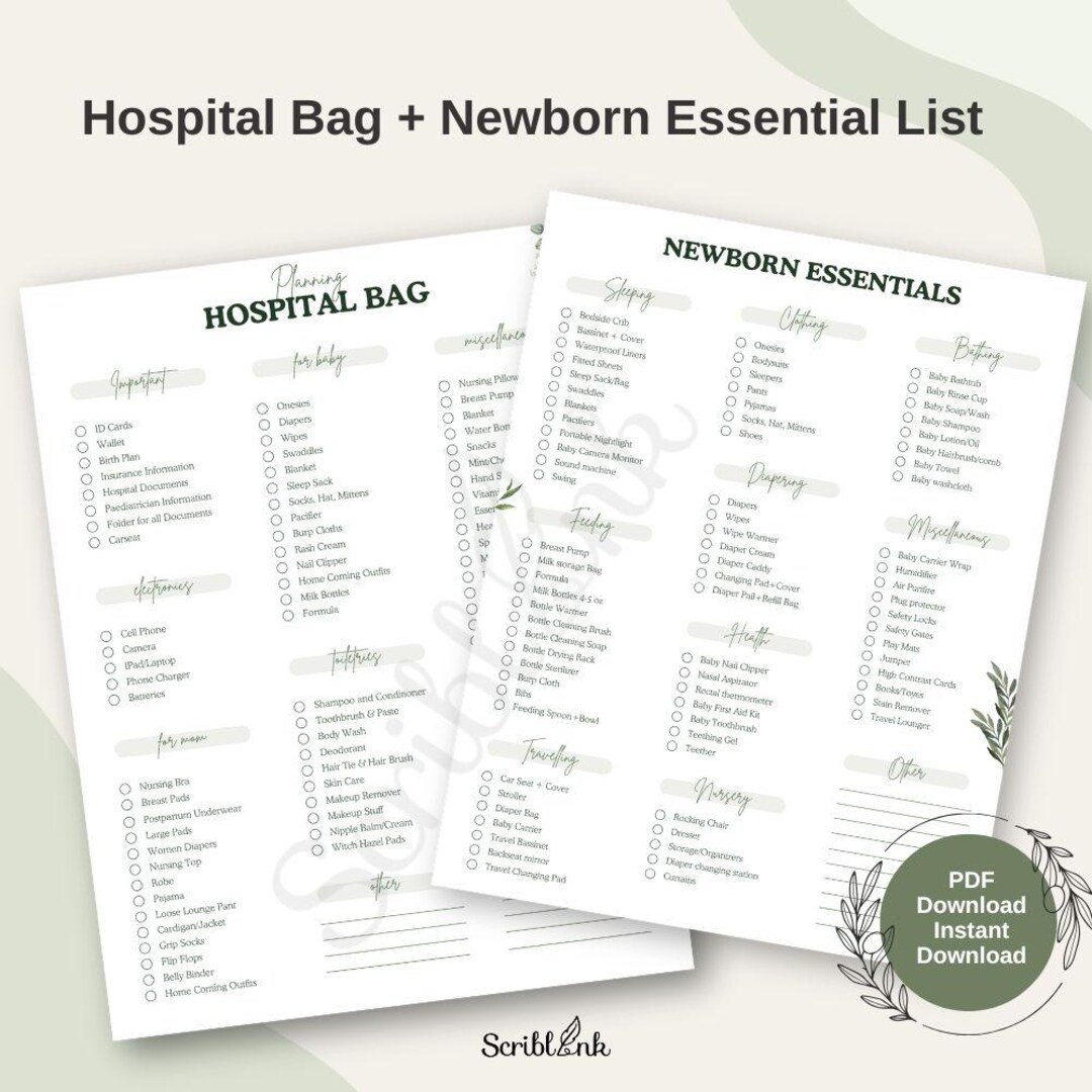 Liste de contrôle de la mallette au format PDF imprimable, liste