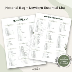 Hospital Bag Checklist PDF Printable, Newborn Essentials Checklist, Mom Hospital List, Birth Preparation, Pregnancy Planner Instant Download