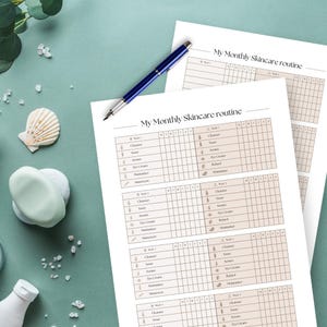 Huidverzorgingsroutinetracker: pdf-planner voor dagelijkse schoonheid (afdrukbare digitale download)
