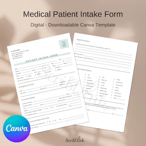 Medical New Patient Information/ History/ PDF Canva Template Downloadable, Hospital Personalize Patient Form, Medical Office
