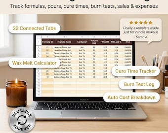 Candle Making Business Spreadsheet | Google Sheets Candle Maker Planner | Inventory Sales Tracker Soy Candle Template Instant Download Excel