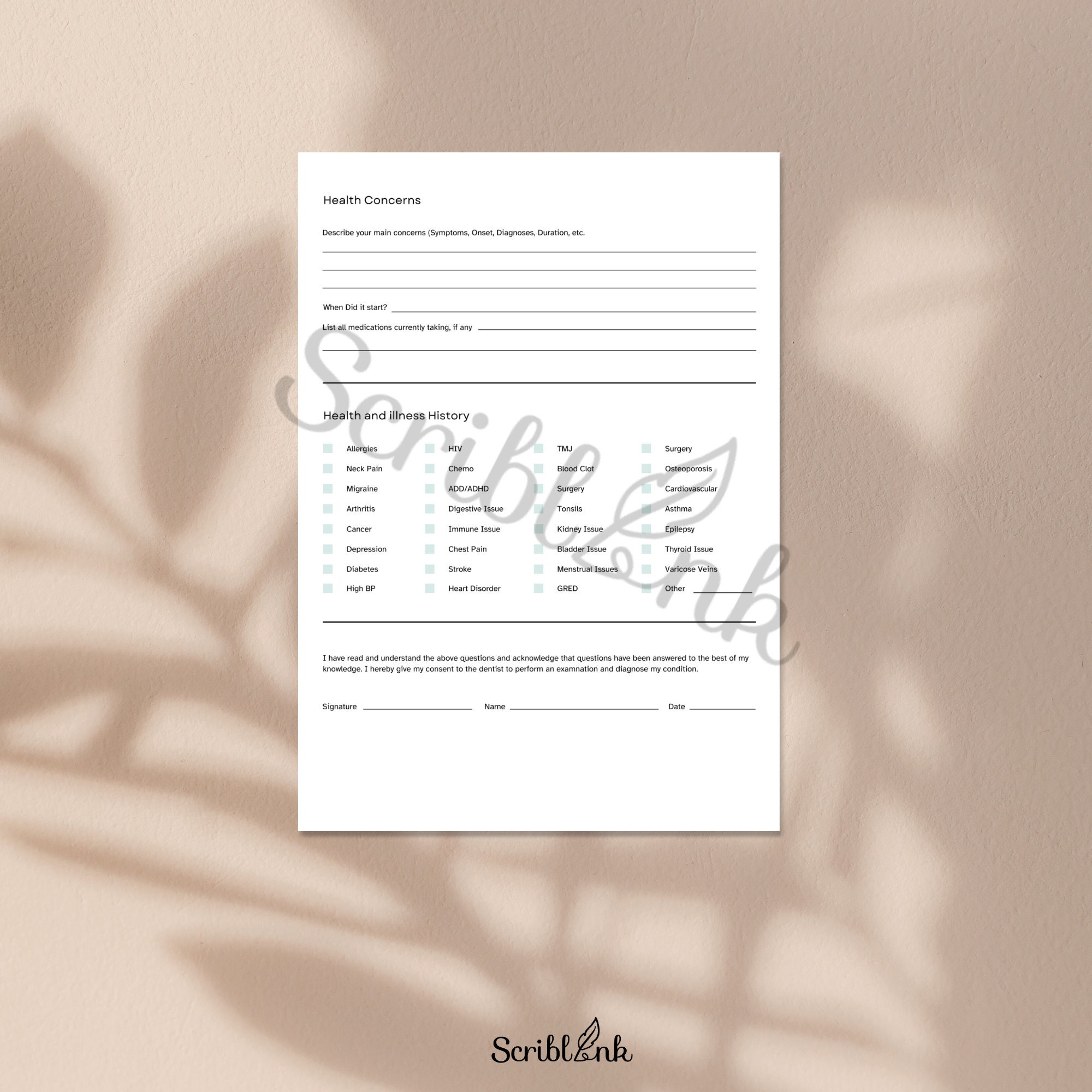 Medical New Patient Information History PDF Canva Template Medical new patient information history pdf canva template