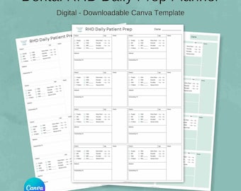Dental RHD Daily Patient Prep Canva Template, Daily Chart Prep for the Dental Hygienist