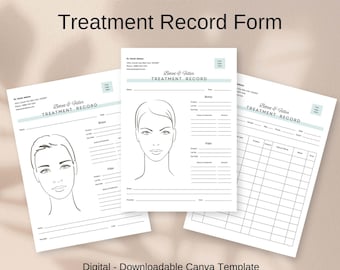 Botox & Dermal Filler Treatment Record Form Canva Template (Digital Download)