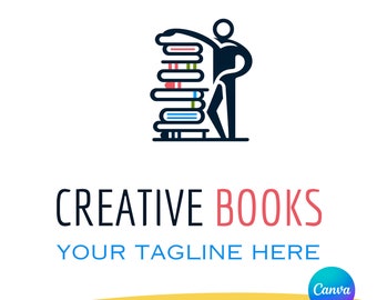 Custom Book Logo Designs for Librarians & Readers Canva 6 Editable Author Logos, DIY Canva Templates for Book Lovers Writers Readers Logo