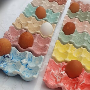 Handmade Jesmonite Egg Holder: Eco-Resin Countertop Egg Storage