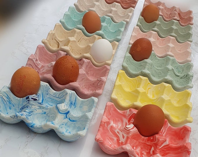 Green Ceramic Egg Tray, Holds 6 or 12 Eggs Etsy UK