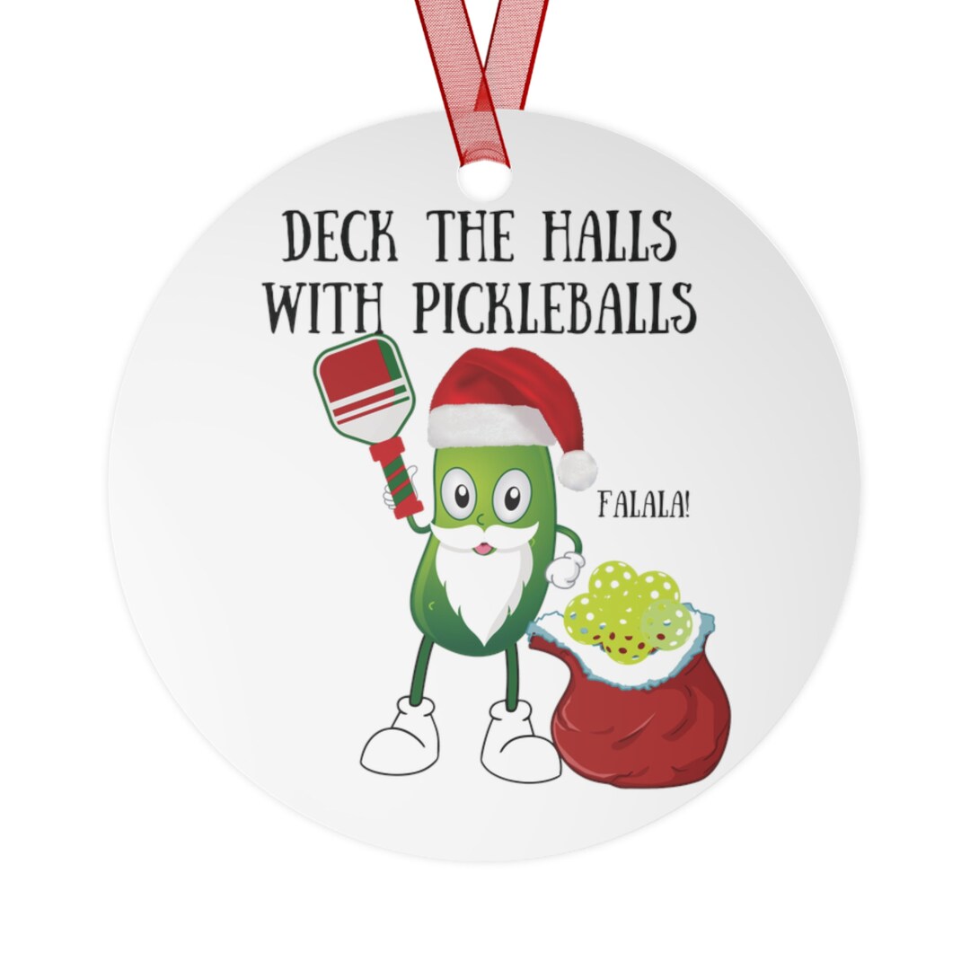 Pickleball Christmas Ornaments, Pickle Ball, Metal Pickleball Ornaments