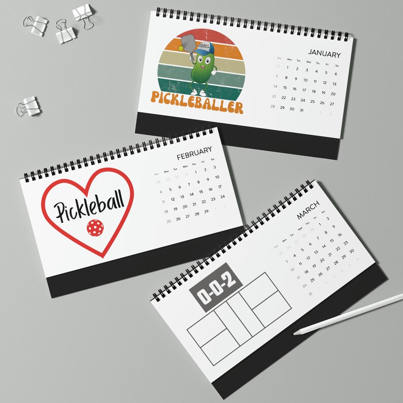 Pickleball Desktop Calendar 2024 Grid Pickleball Gifts for Women or Men
