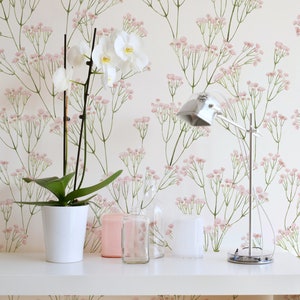 Nursery Floral Wallpaper. Peel + Stick and Traditional Wallpaper Options. Modern Wallpaper. 50 Inch Repeat. Kids Floral Wallpaper.