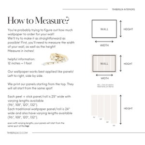 May include: A diagram showing how to measure a wall for wallpaper. The diagram shows the width and height of the wall, and the text explains that wallpaper panels are applied left to right, side by side, starting from the top. The text also includes helpful information about the different sizes of wallpaper panels and rolls.