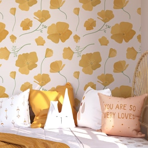 California Floral Collection. Nursery Floral Wallpaper. Peel + Stick and Traditional Wallpaper Options. Modern Wallpaper. 50 Inch Repeat.
