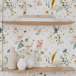 Beautiful Garden Floral Wallpaper. Peel + Stick and Traditional Wallpaper Options. Modern Wallpaper. 25 Inch Repeat