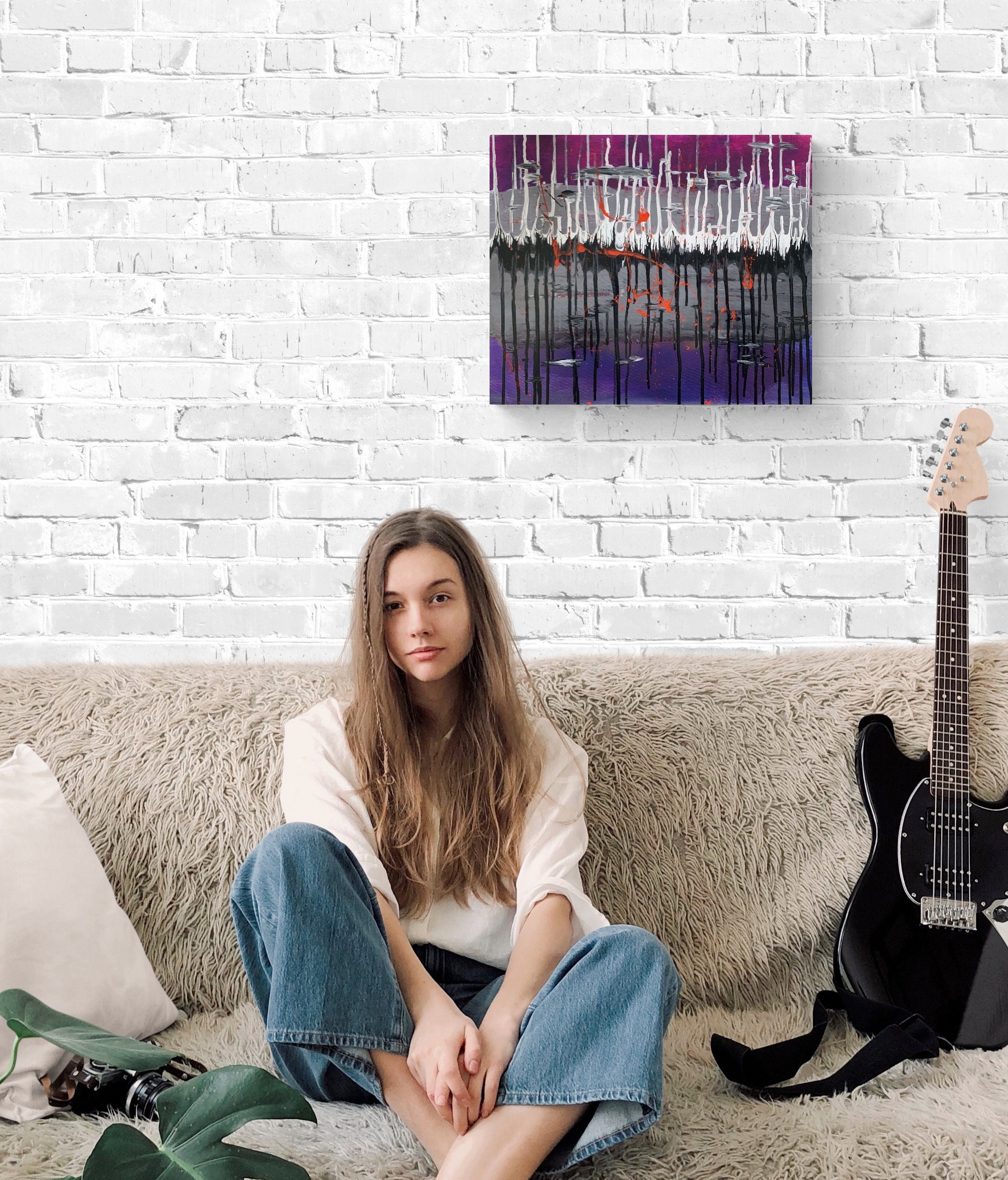 Peinture Acrylique Contemporaine Abstraite sur Toile - Unique