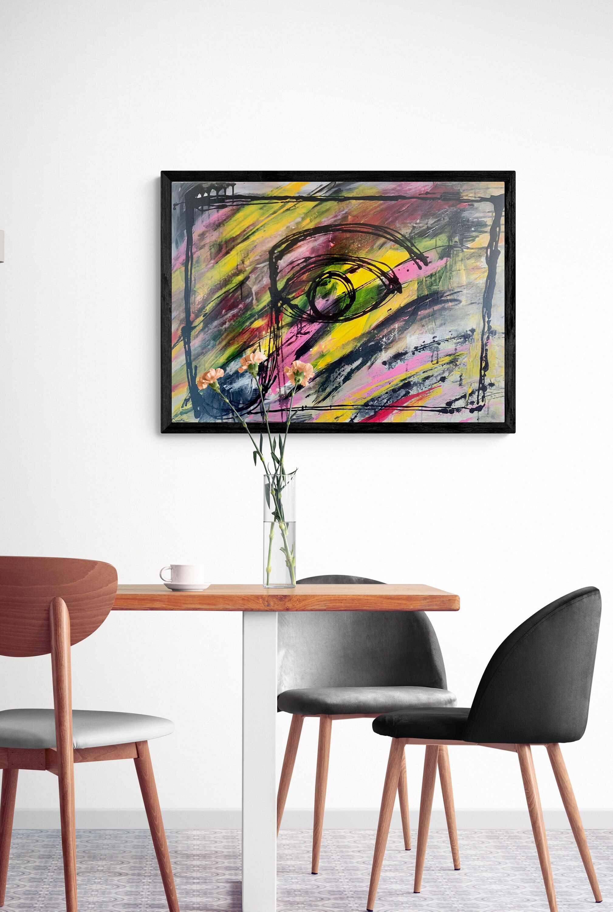 Peinture Acrylique Contemporaine Abstraite sur Toile - Unique