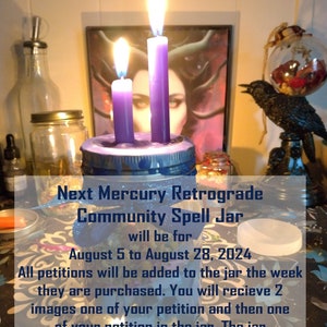 Community Mercury Retrograde Protection Spell Jar, Ease the chaotic energy of this cycle and help keep open the paths of communication. image 1