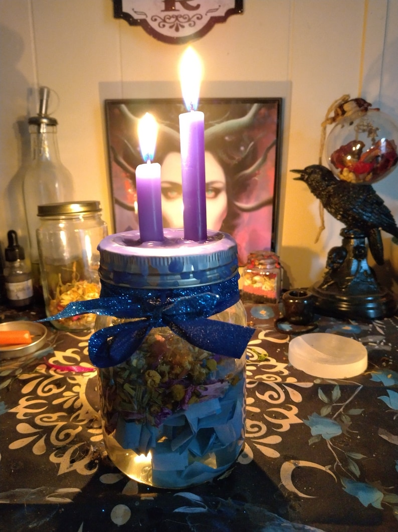 Community Mercury Retrograde Protection Spell Jar, Ease the chaotic energy of this cycle and help keep open the paths of communication. image 2