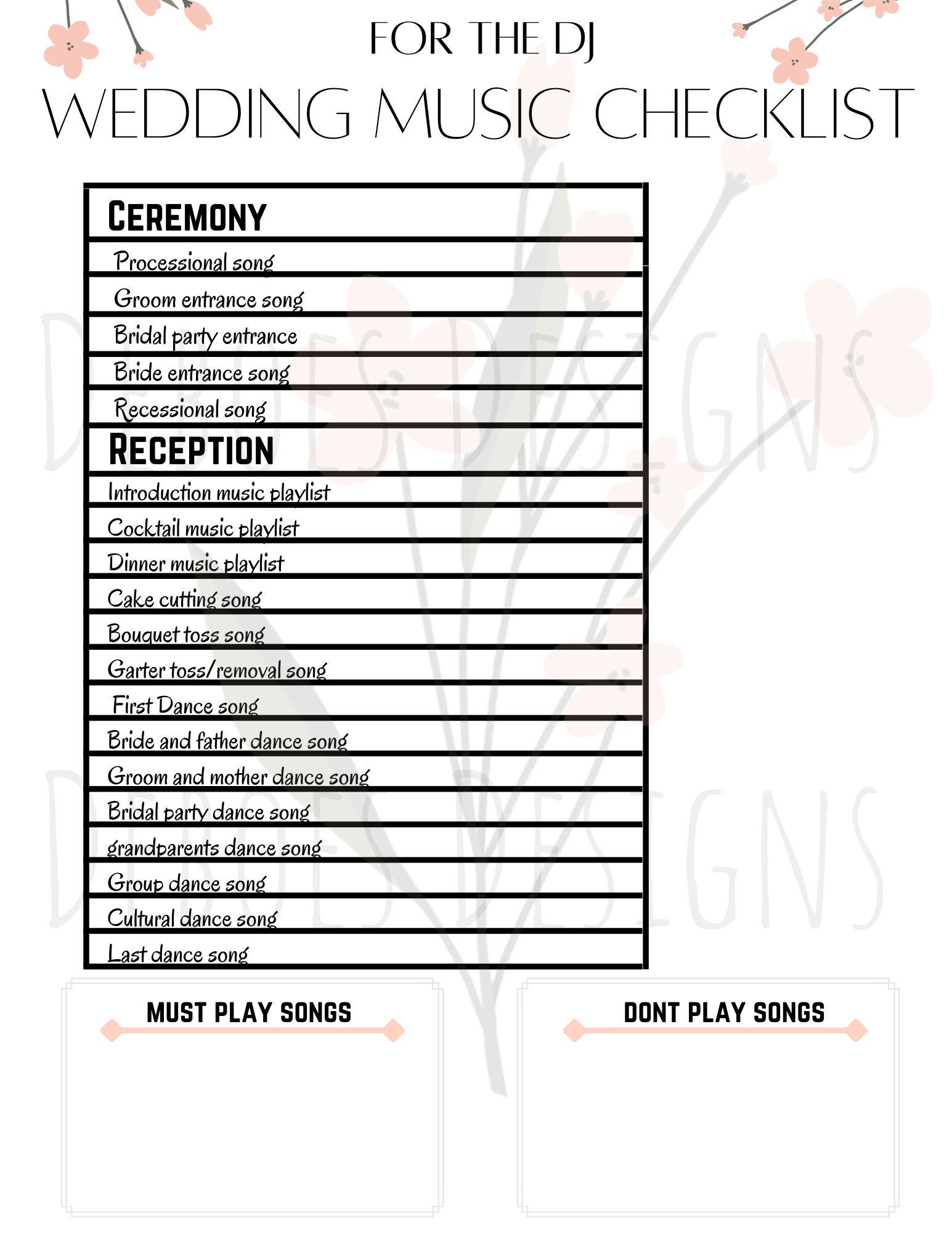 Wedding Ceremony Music Checklist Ubicaciondepersonas cdmx gob mx